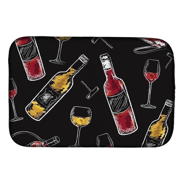 Carolines Treasures Carolines Treasures BB5197DDM Red & White Wine on Black Dish Drying Mat BB5197DDM - main
